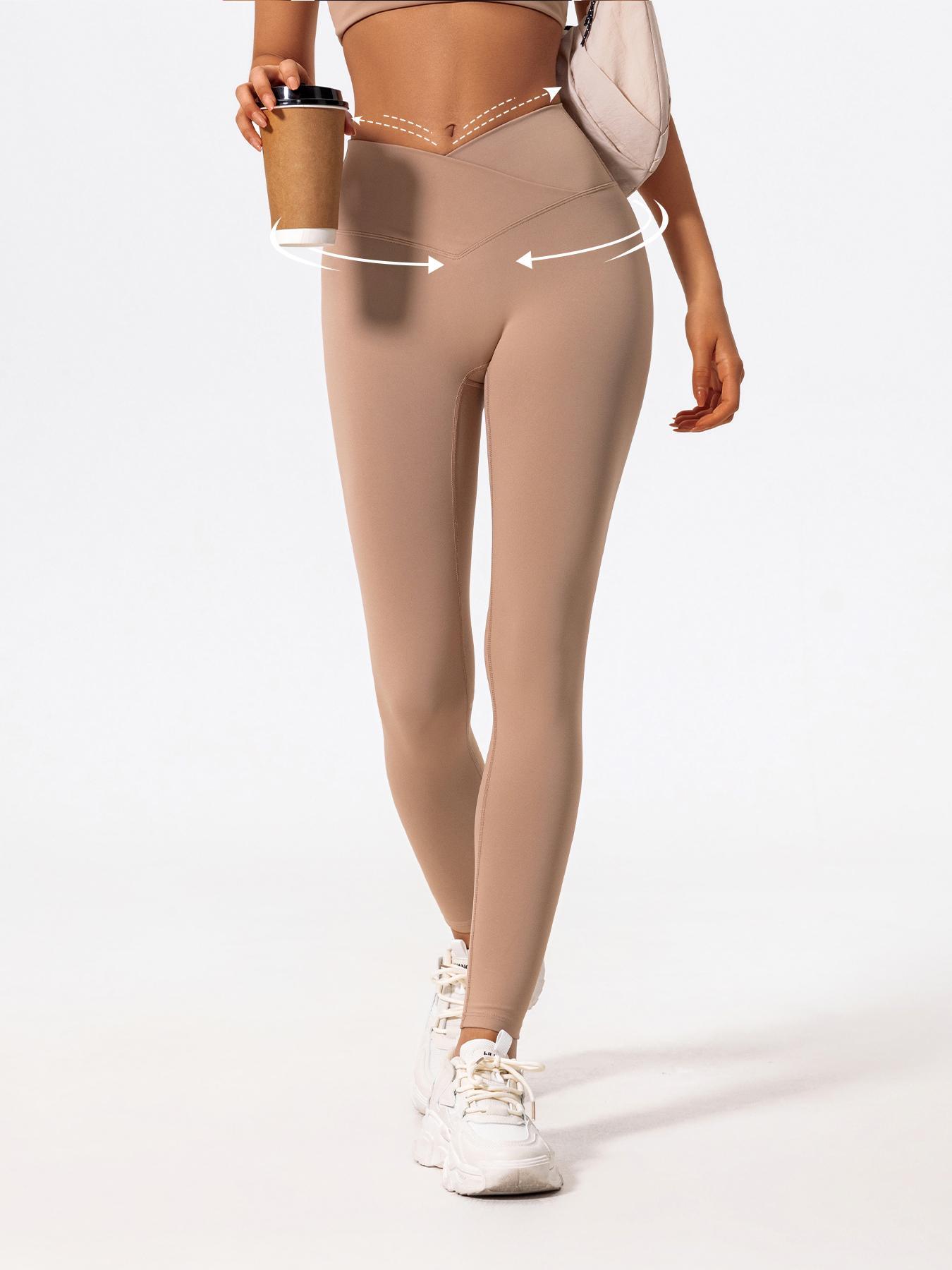 Women's Solid Color High Waist Sports Leggings, High Stretch Casual Comfortable Breathable Tummy Control Butt Lifting Yoga Leggings, Ladies Sportswear for Indoor Outdoor Wear, High Waisted Leggings