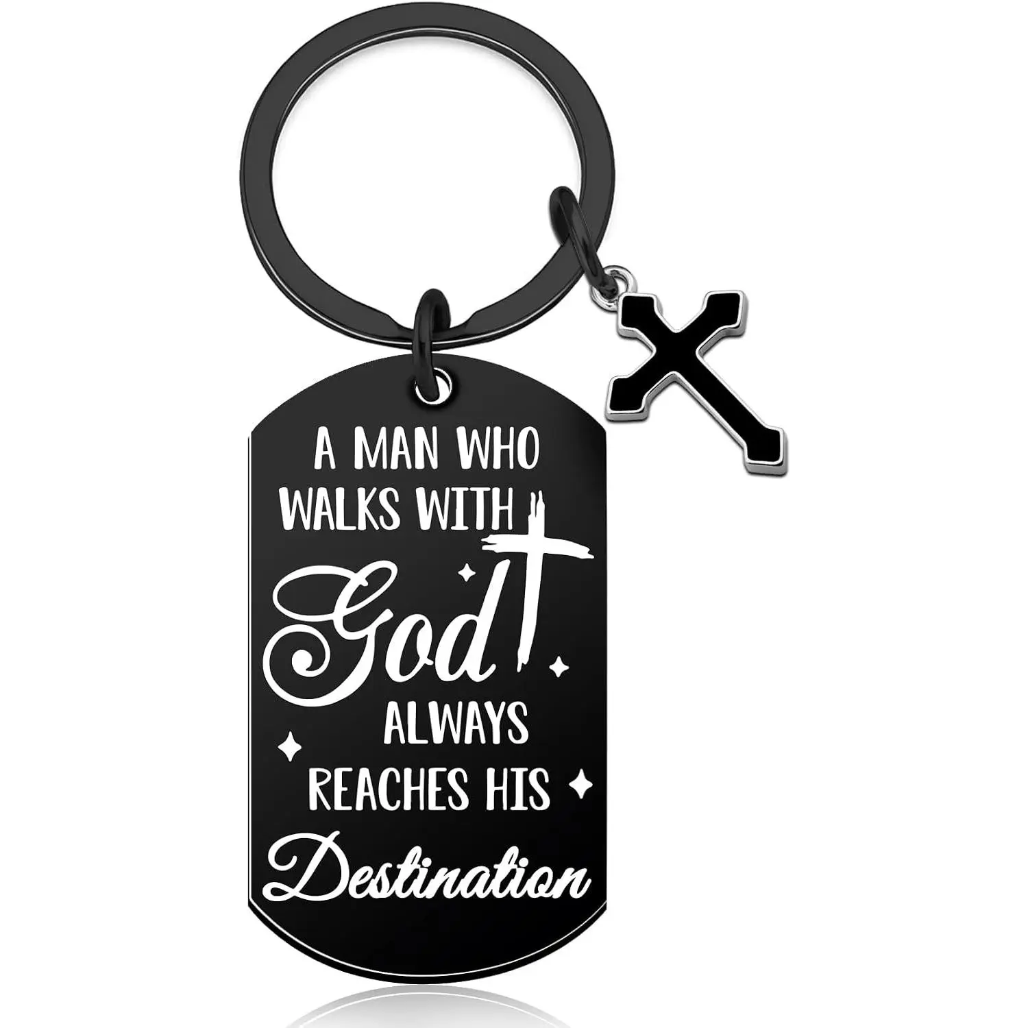 Christian  for Men  Verse  Keychains Christian Gifts | Religious  Scripture  Accessories Walk with God Baptism  for Man Scripture  Mens