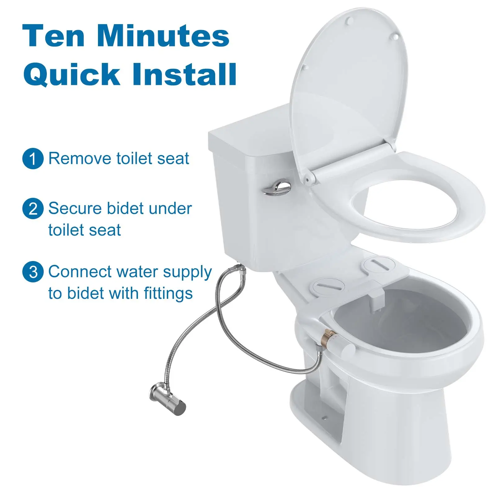 Garvee Ultra-Slim Non-Electric Bidet Attachment for Toilet – Dual Nozzle for Feminine & Rear Wash – Adjustable Water Pressure – Self-Cleaning Cold Water Sprayer – Easy DIY Installation – Modern Black & Grey Design