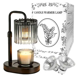 Decor Cozy Bedroom Candle Warmer Lamp, Gold Floral Wax Melt Lamp with Timer & Height Adjustable Base