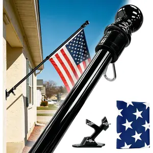Stainless Steel Heavy Duty Flag Pole Kit for Outside House, House Flagpole with Flag and Holder, Anti Rust and high wind protection, 6ft Metal Spinning Flag Pole For Outdoor, Porch, Wall
