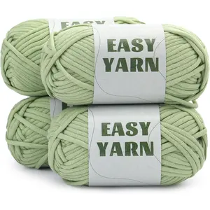 4x50g (7.1Oz) Beginners Crochet Yarn, 4x87Yds Yarn for Crocheting -Nylon Blend, Easy-to-See Stitches, Blend Crochet Kit Making Light Green