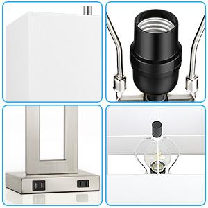 Tall Table Lamps for Bedroom Set of 2, Silver Bedside Touch Control Lamp with 2 USB Ports&AC Outlet, Modern Living Room Table Lamp for Nightstand End Table, 3-Way Dimming with 2 E26 Edison Bulbs Dimmable Lighting Tall Table Lamps for Bedroom Set of 2, Silver Bedside Touch Control Lamp with 2 USB Ports&AC Outlet, Modern Living Room Table Lamp for Nightstand End Table, 3-Way Dimming with 2 E26 Edison Bulbs Dimmable Lighting