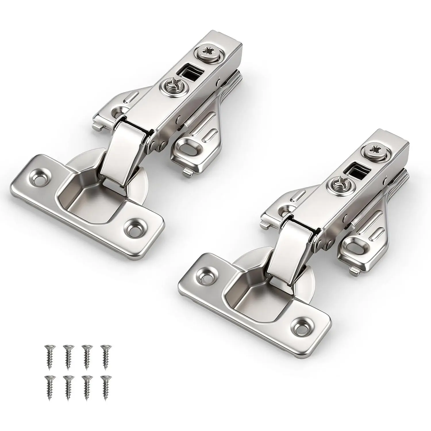 Soft Close Hinges for Kitchen  Cabinet Hinges, 1 Pair | 2 Pack, Full Overlay , 105° Clip   Frame Cabinet Door Hinges,  Adjustable, Rust-proof, Brushed Nickel