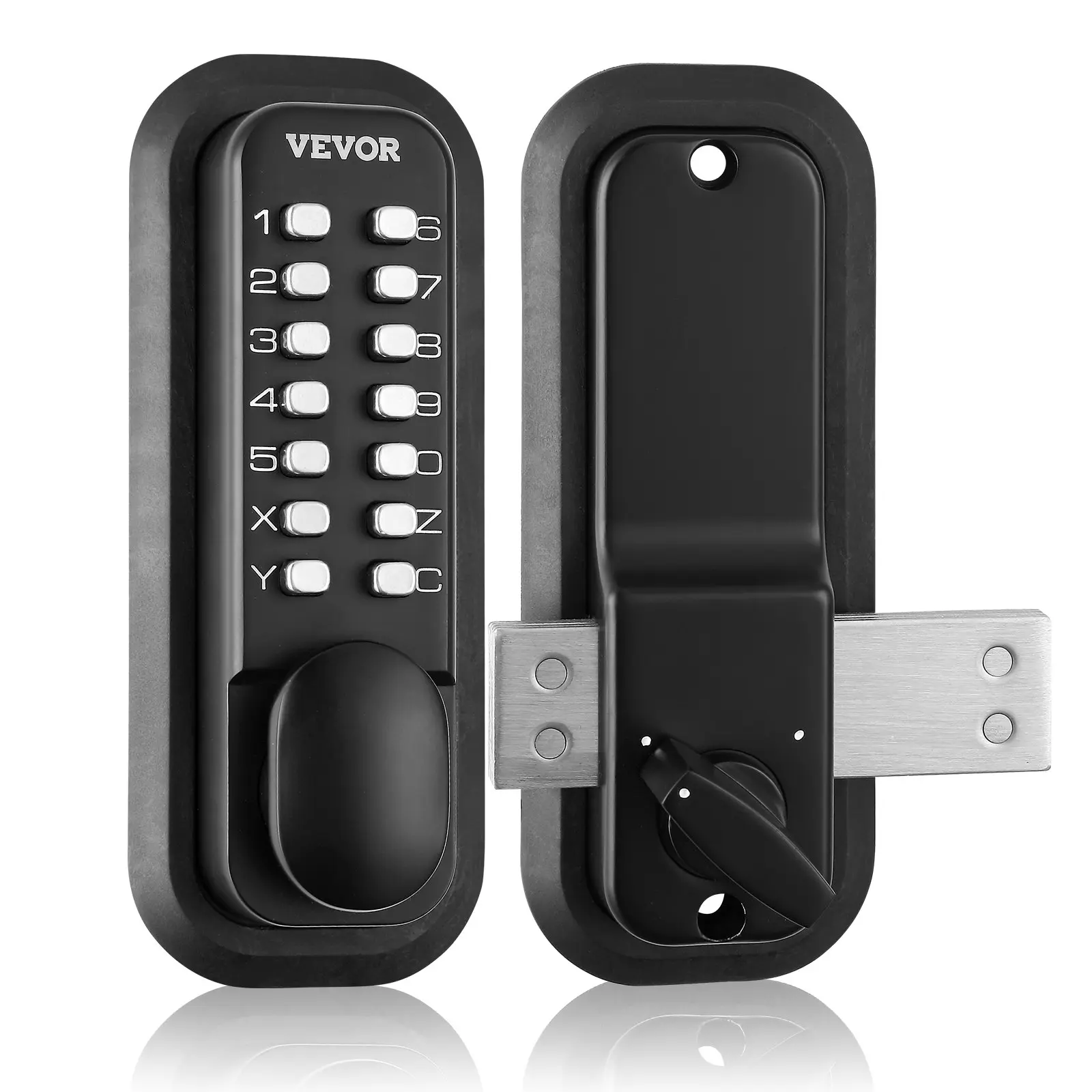 VEVOR Mechanical Keyless Entry Door Lock, 14 Digit Keypad, Outdoor Gate Door Locks Set with Surface-mounted Latch, Water-proof Zinc Alloy, Keypad and Knob, Easy to Install, for Garden, Garage, Yard
