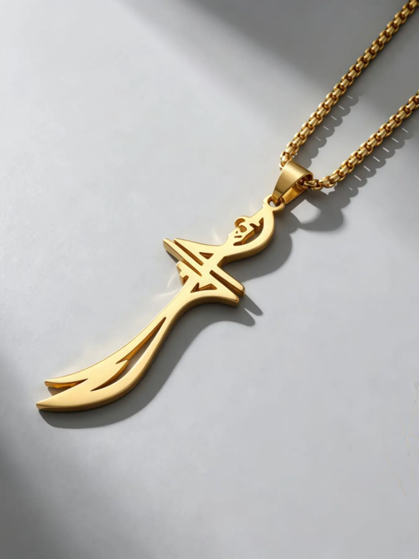 Imam Ali Sword Stainless Steel Pendant Necklace, Unisex Couple Jewelry, Unique Personalized Accessory, Perfect Holiday Gift