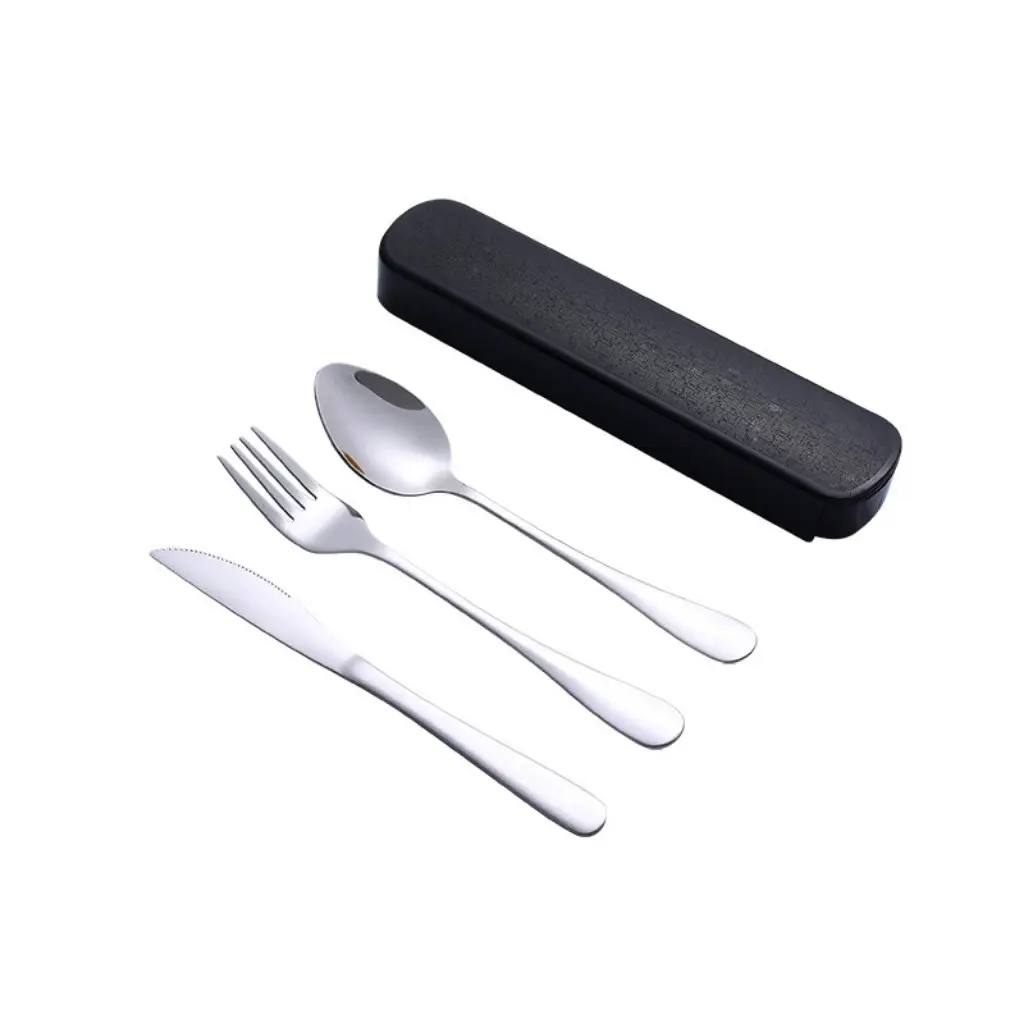 Portable Stainless Steel Cutlery Set, Knife Fork Spoon 3-Piece Combo, Home Outdoor Picnic Travel Storage Box, Non-Bone China Dinnerware, Tableware Sets