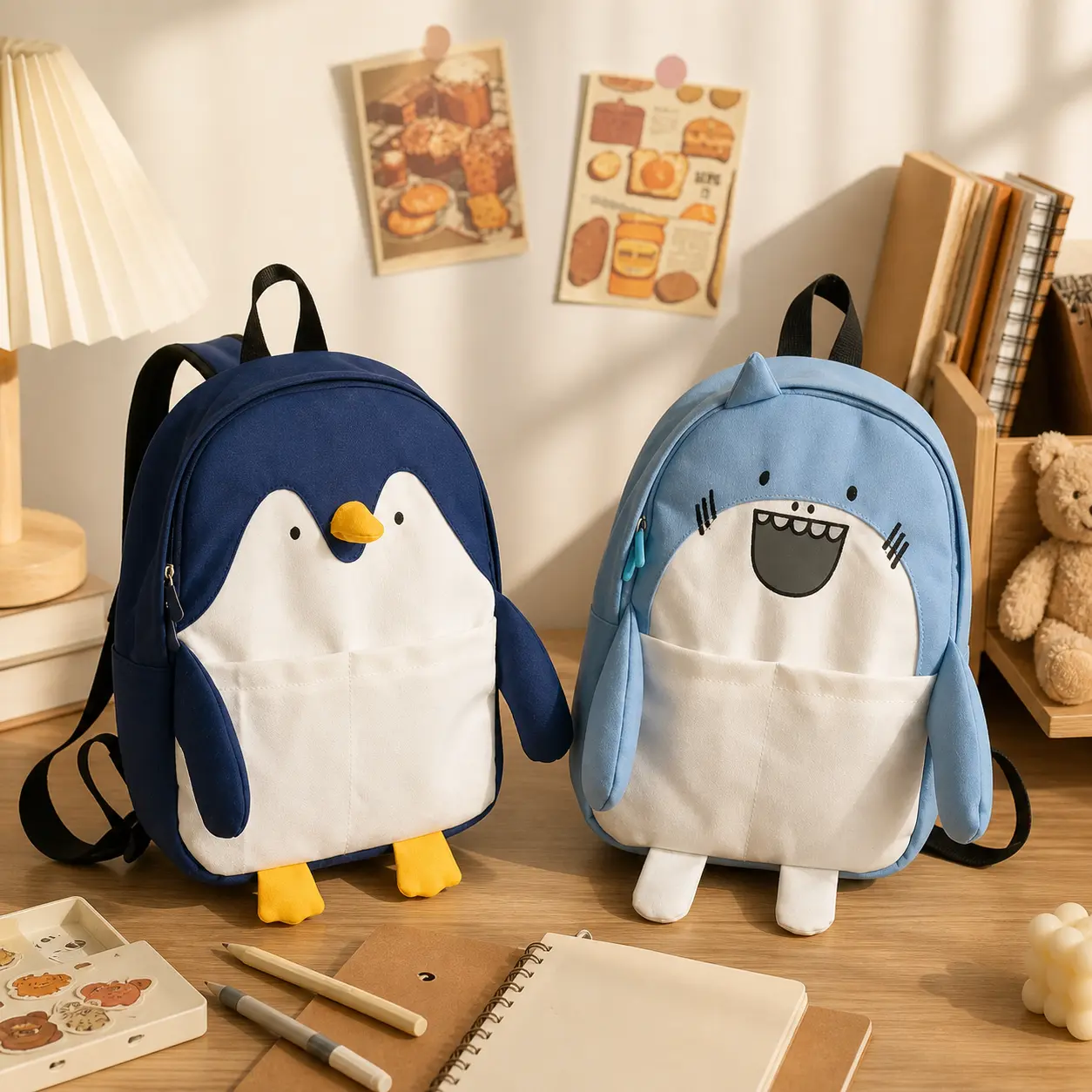 Korean Ins Cute Penguin Backpack |   Soft Plush Cartoon School Bag |   Kawaii Playful Daypack for Girls Student
