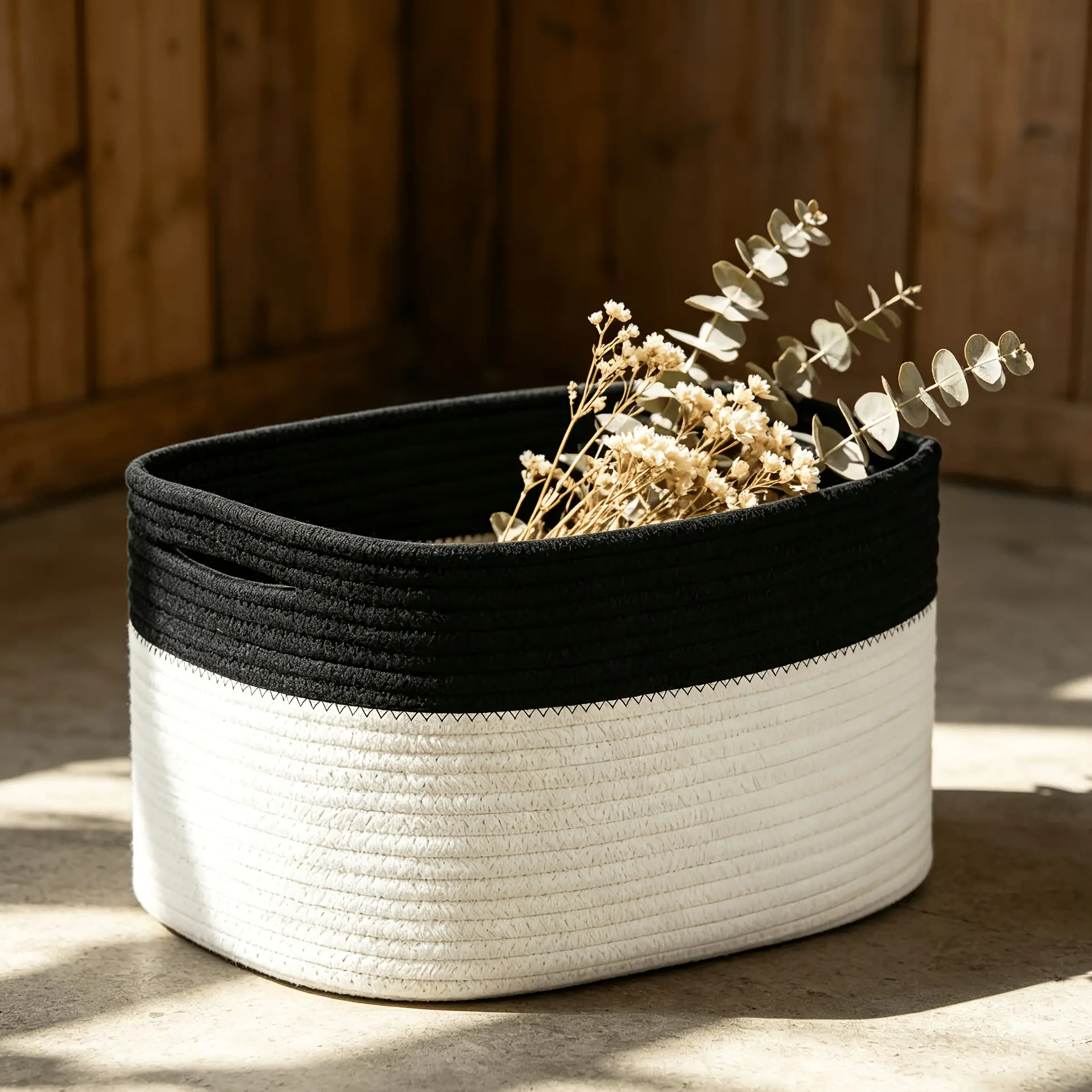 Durable Rope Storage Basket, 15x10x9 Inches, Fashionable Woven Rack, Organizer for Clothes, Towels, Books, Laundry, Easy to Clean