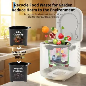 Smart Electric Kitchen Composter 3.5L – Odorless Countertop Food Waste Bin – LED Display, Auto Cleaning, Dual Deodorization – 3 Composting Modes, Low Noise