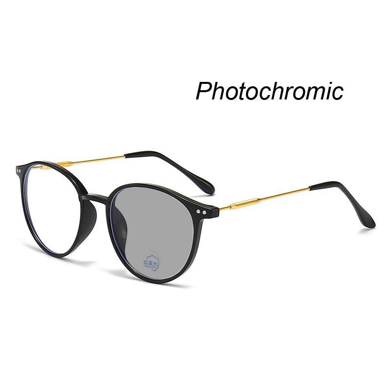 Women's Fashion Photochromic Myopia Glasses Unisex Ultralight Anti-UV Near Sight Eyeglasses Men Ladies Vintage Round Eyewear