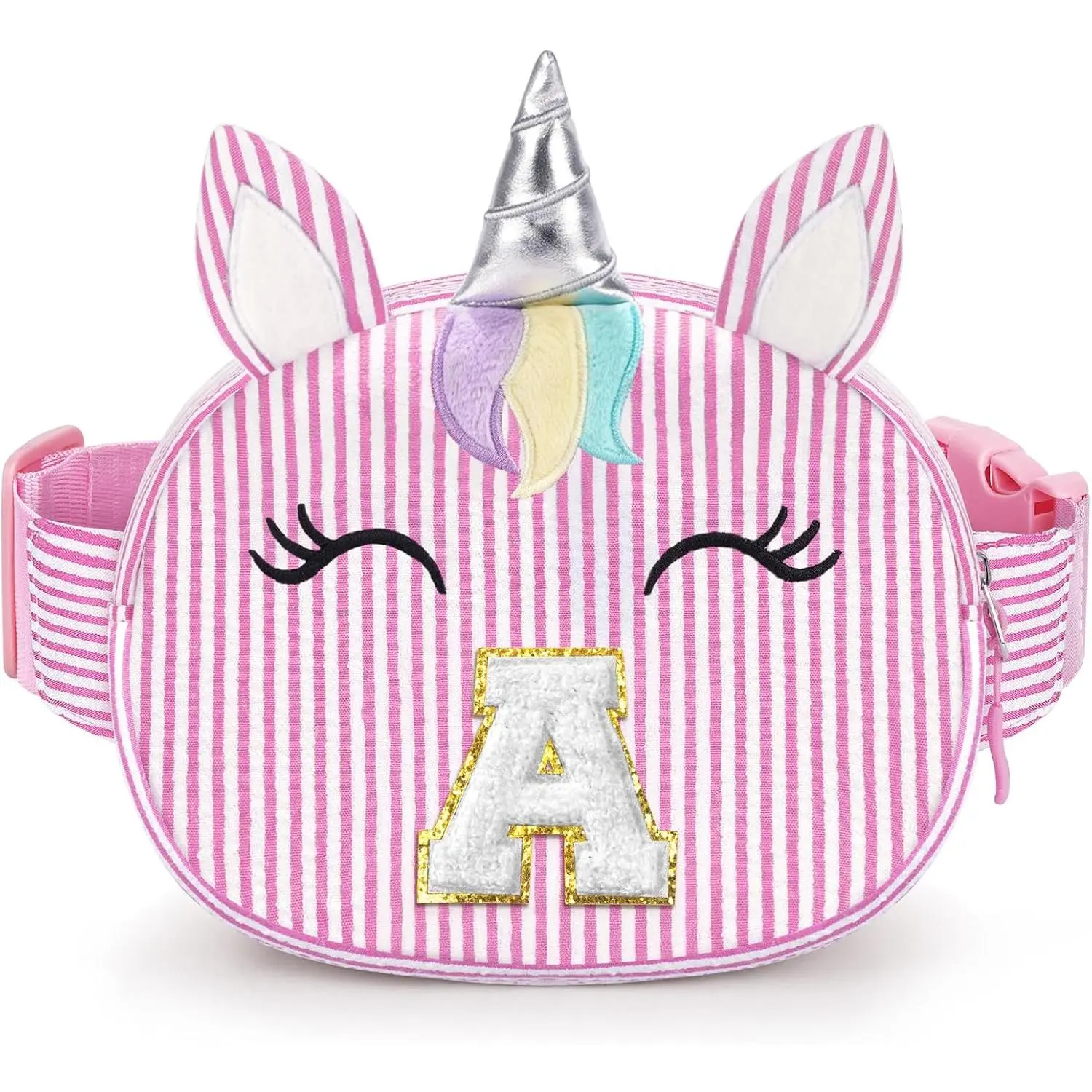 Birthday Gifts for 2  6 7 8 Year Old Girls , Initial Fanny Pack Letter Belt Bag for Little Girls Purse, Unicorn Girl Crossbody Bag,  (A)