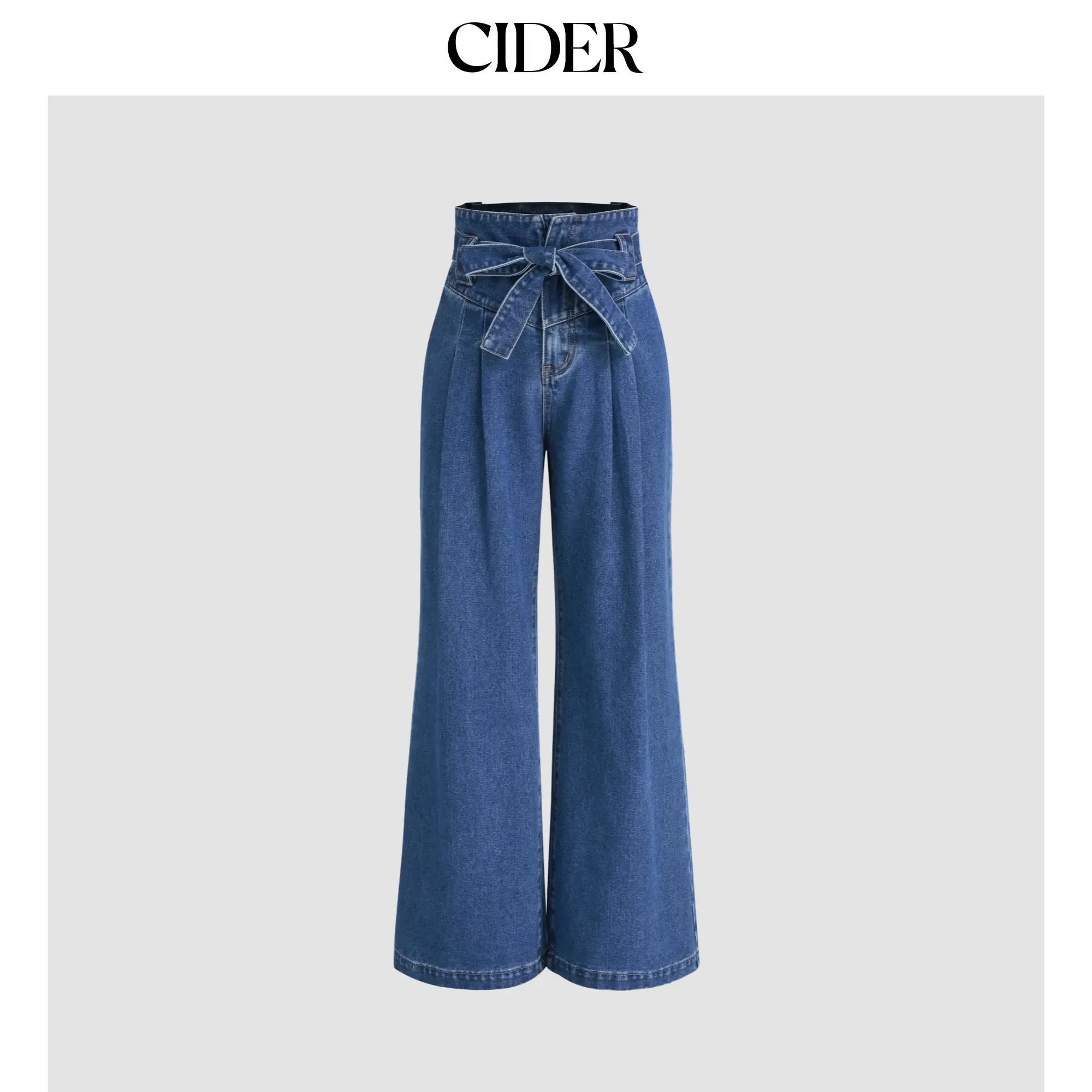 Cider [size 0-10] High Waist Solid Bowknot Wide Leg Jeans