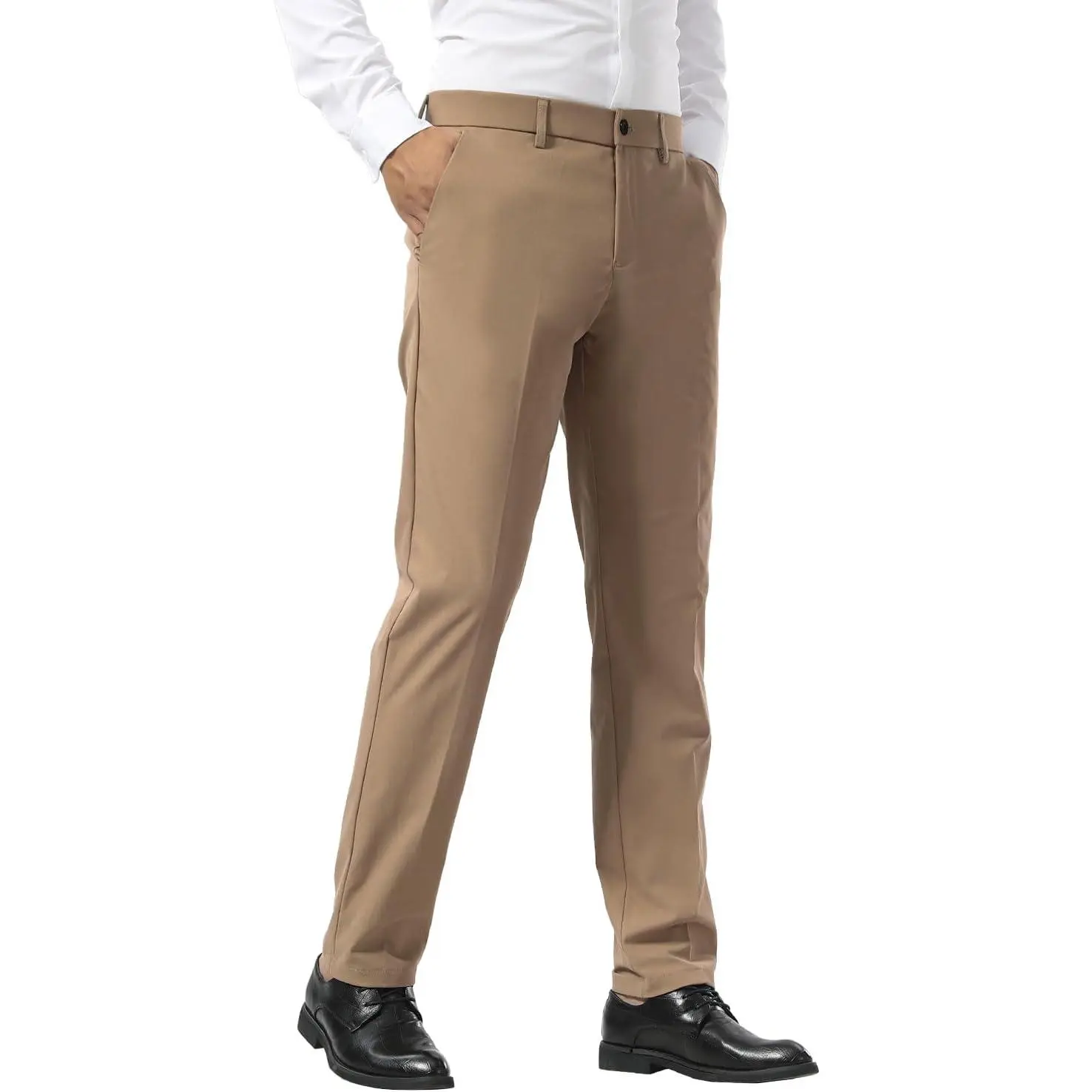 Men's Slim Fit Dress Pants Stretch Khaki Pants Wrinkle Free