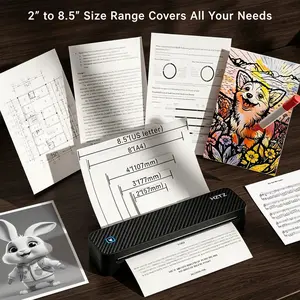 Hztz A4 Thermal Printer, Inkless, Bluetooth-compatible Connect, Android iOS Compatible, Document Tattoo Printing, Home Office Use, DIY Tattoo Template Maker