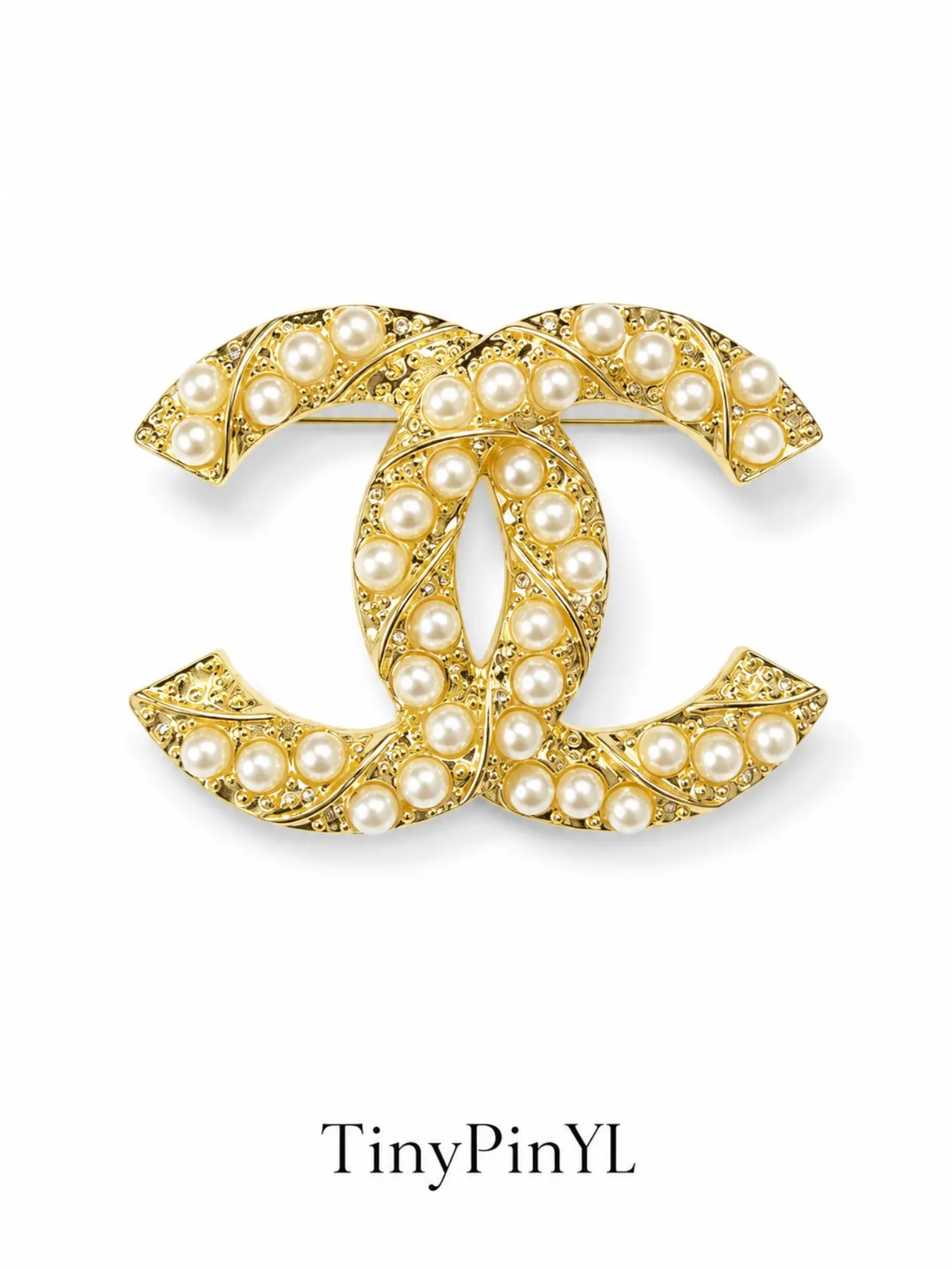 Women's Elegant Commuter CC Brooch, Dual Color Pearl Strand, Floral Rhinestone Design, Perfect for Collars, Hats, Scarves, Necklaces, Bags