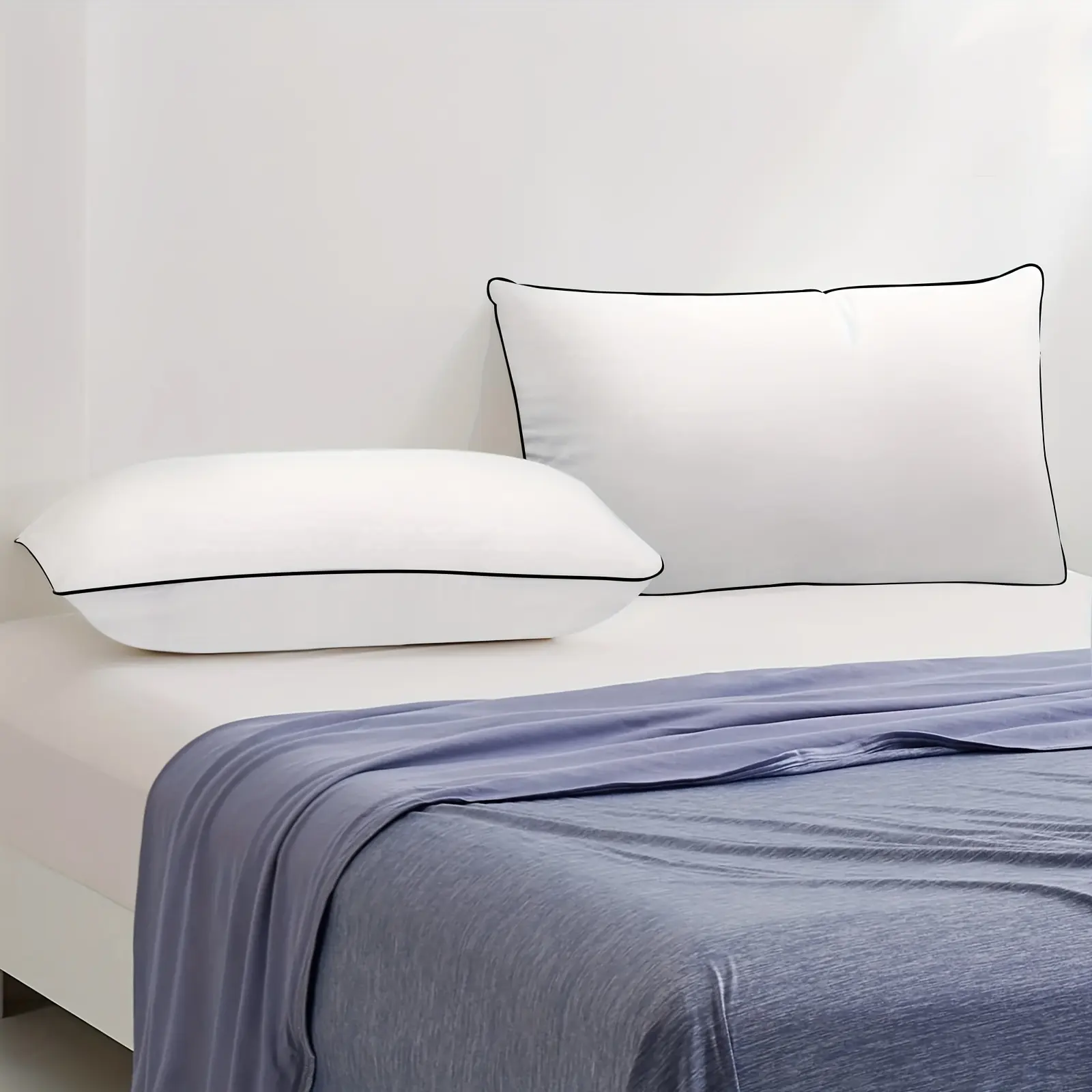 2pcs Luxury Hotel-Quality Pillows, High Resilience Plush Fill, Soft Comfortable for Deep Sleep. Ideal for Side Back Sleepers, Breathable Cooling, All-Season Use, Machine Washable, Hypoallergenic Plush Cover, Cooling