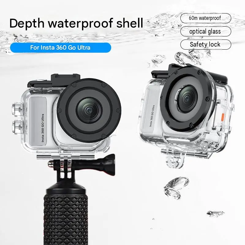 Transparent Underwater Housing for Insta360 GO Ultra, Protective Dive Case for Compact Action Camera, Digital Camera Accessory