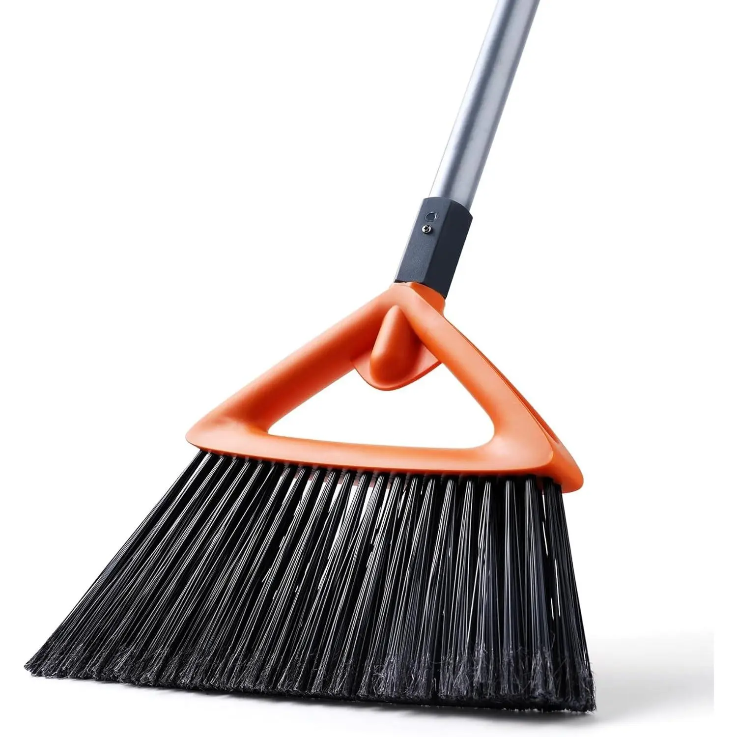 Heavy Duty Outdoor Broom, Commercial Grade Stiff Bristle Broom with Long Handle, Suitable for Patio Garage Deck Kitchen, Effectively Sweeps Pet Hair Weeds Leaves Straw Snow
