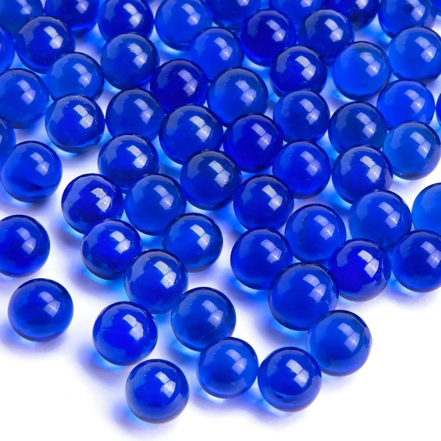 1LB Bulk Blue Glass Marbles, Decorative Glass Gems Pebbles for Vase Filler, Aquarium Decoration and Collectibles