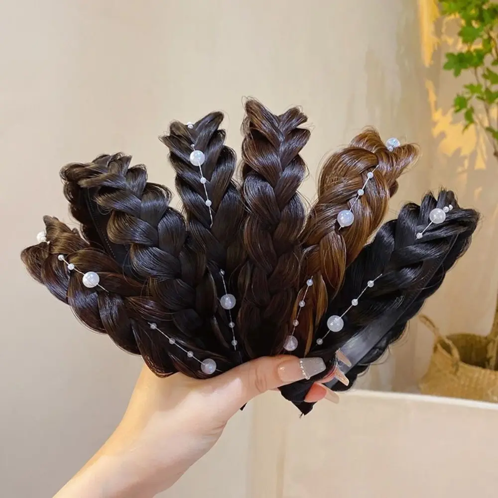 2026 New Fishbone Braid Wig Headband, Integrated Braided Hair Hoop, Lazy Volumizing High Cranial Top Hair Accessory for Women