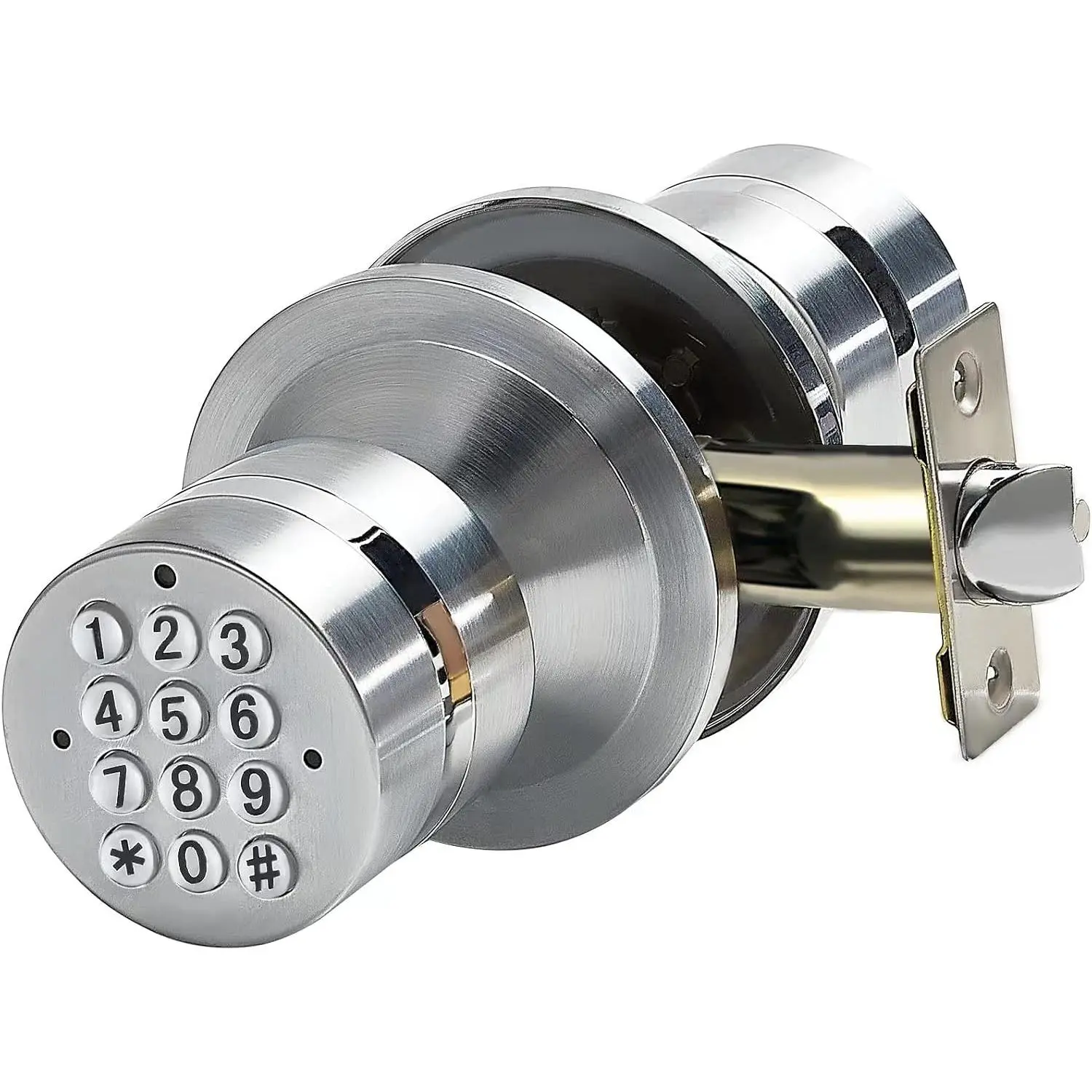 Keyless  Entry Door Knob, Keypad  Door Knob, Interior Door Handle with Lock, Automatic Locking,  Backup, Backlight, Easy Installation,  for , Hotel and Office