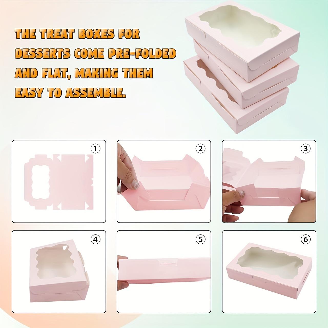 For Weddings, Christmas & Birthdays, Gift Packing Solution, 50 Pink Gift Boxes with Clear Window, Kraft Paper Candy & Cake Boxes, Effortlessly Handle Gift Packing, Gift Packing Supplies