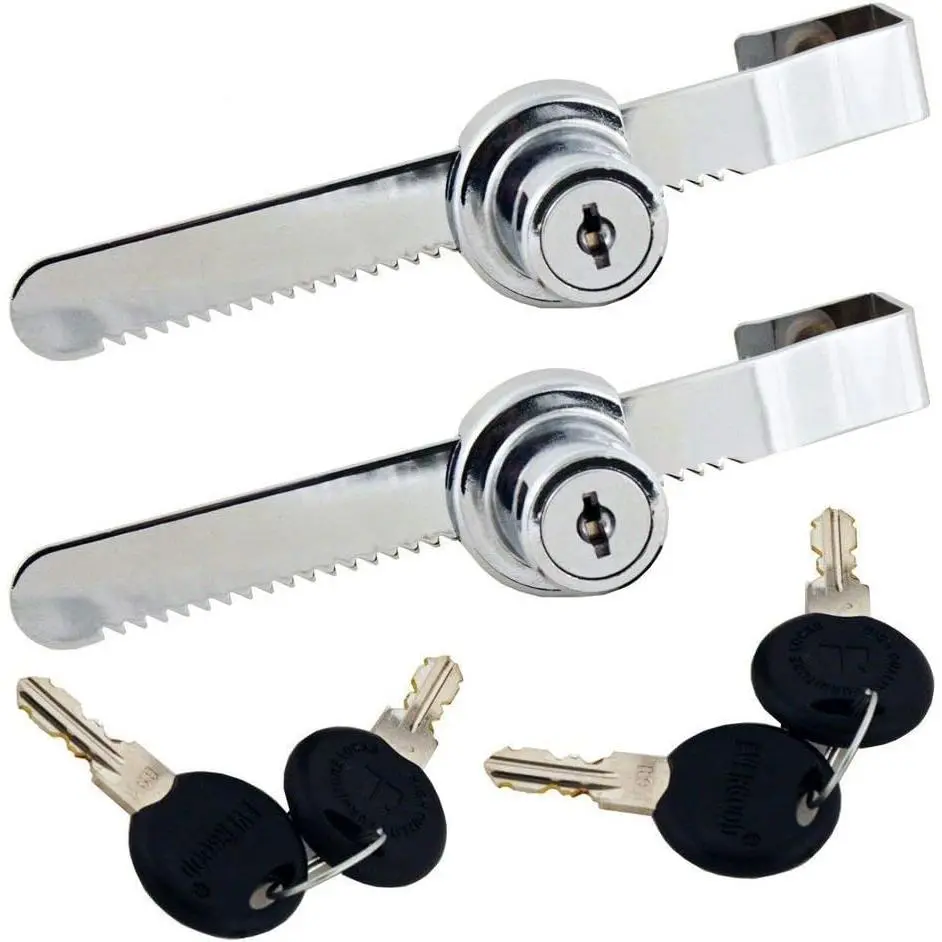 Sliding Glass Door Ratchet Lock with Chrome Finish, Keyed Alike  Display - 2 Pack