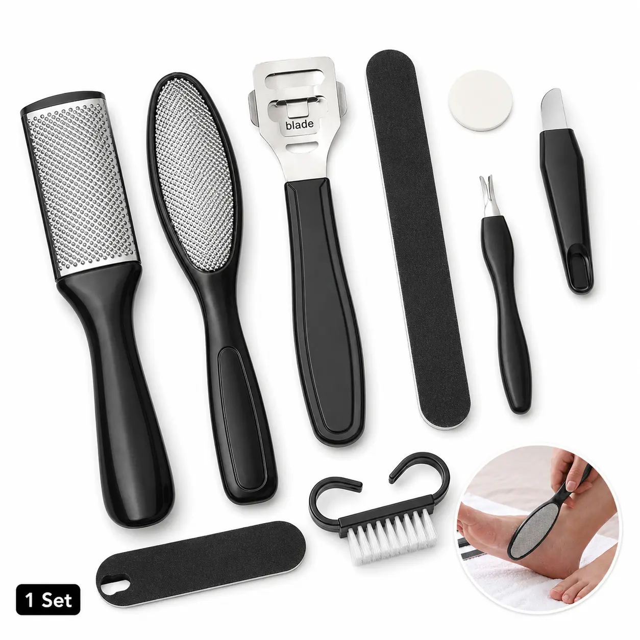 10-Piece Unisex Professional Pedicure Kit, Complete Foot Care Tools with Callus Remover, Pedicure File & Nail Clippers, At-Home Set for Soft Smooth Feet, Nail Care guasha