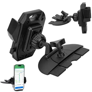 Sturdy CD Slot Car Phone Mount – One-Hand Operation Hands-Free Phone Holder, Universal In-Car Dashboard Navigation Mount Compatible with iPhone & Android Smartphones