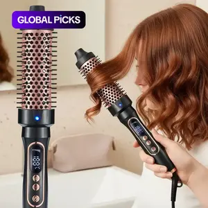 Hot Brush, Hair Curler Brush, 1.5 Inch Negative Ion Round Comb, Us Plug, 6 Temperature Settings, Natural Curls, Dual Voltage Ionic Curling Iron #GLOBAL PICKS