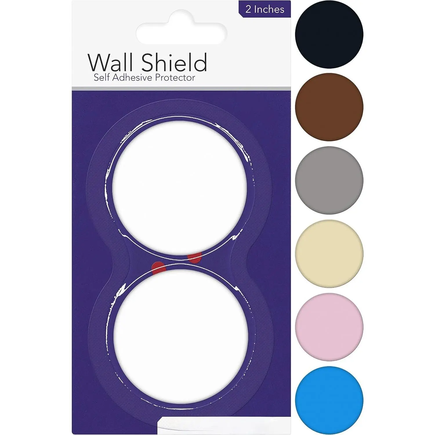 2-Inch White Synthetic Self Adhesive Door Stopper Wall Shield - Round Door Knob Wall Protector to Prevent Holes, Prevents Holes