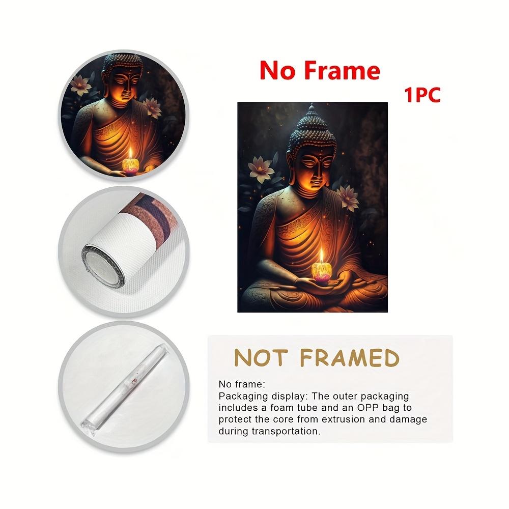 1pc Zen Meditation Buddha Canvas Wall Art Print, Frameless Ink Painting Poster for Home Office, Living Room, Bedroom, Dining Decor - Indoor Portrait Orientation Religious Theme Wall Hanging, Zen Home Decor