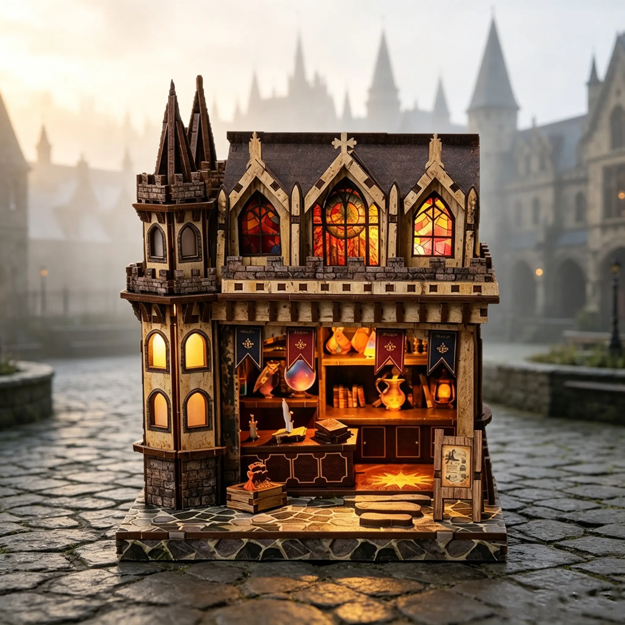 DIY Mini House Kit, Adult Dollhouse, Time Magic Handmade Model, Creative Gift Set, Best Present for Family and Friends, Bookstore DIY Craft Kit, Wooden House Kit Adults