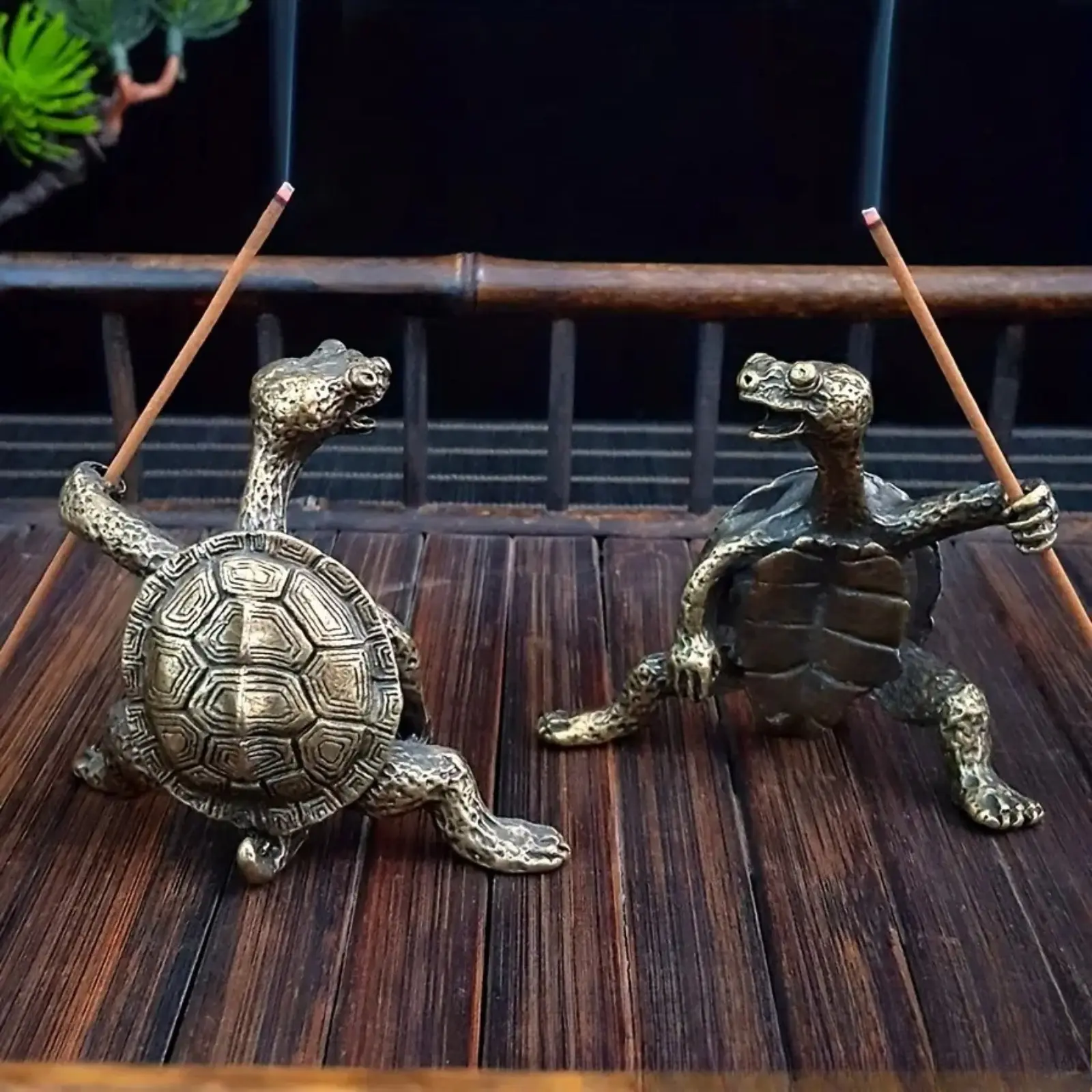 1pc Zinc Alloy Martial Arts Turtle Fragranced Incense Holder - Combat Pose, Chinese Boxing Room Decor, Non-Electric Meditation Burner for Home-Office, Martial Arts Enthusiasts Gift, Fragranced Incense Holders