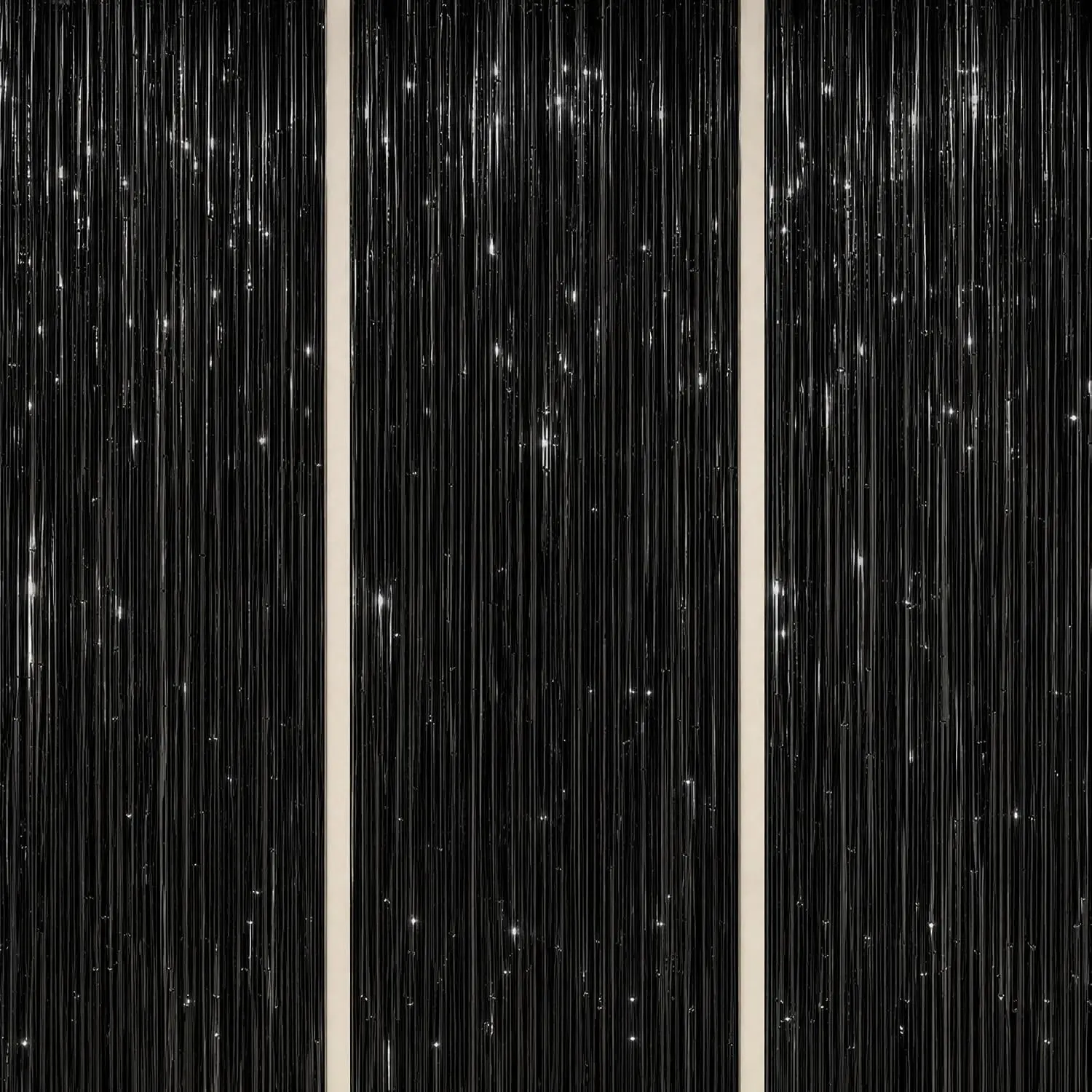 3 Pack Foil Fringe Backdrop - Black Shiny Tinsel Curtains for Party Decoration, Photo Booth Props - 3.3x8.2 FT Metallic Foil Backdrop for Birthday, Wedding, Graduation, Christmas.Gift