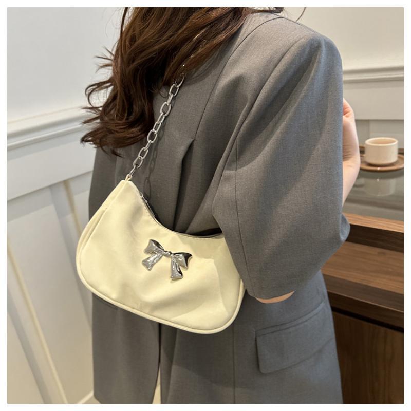 Sweet Little Fresh Bow Handbag Women Korean Armpit Crossbody Bag Chain Shoulder