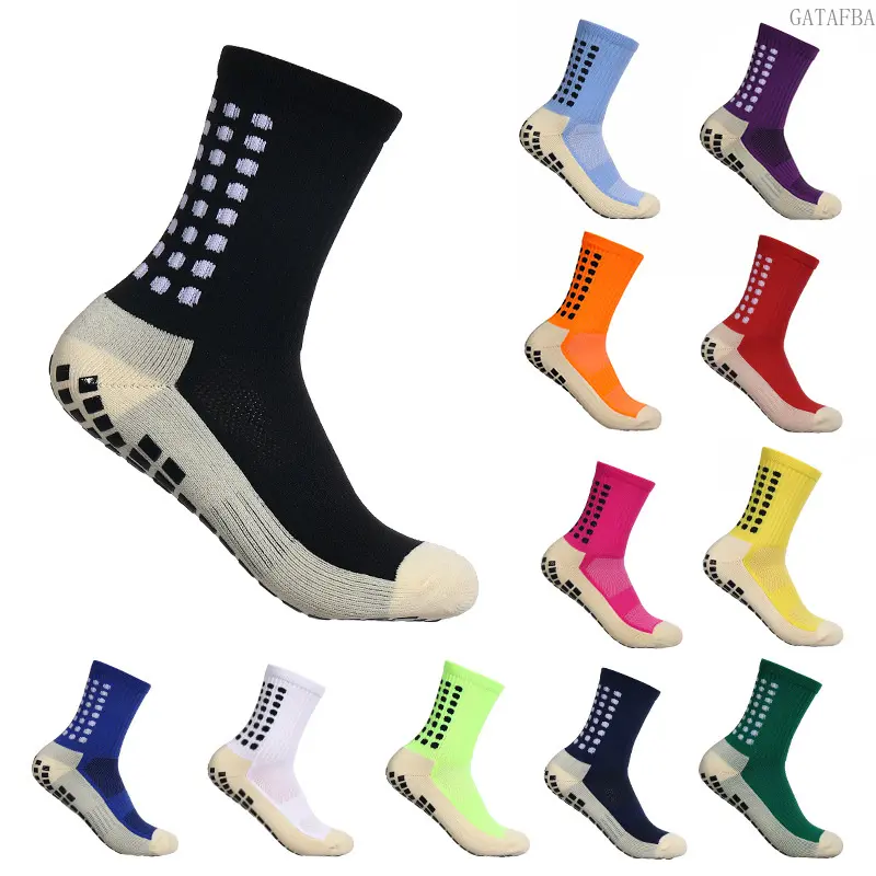 1pc Thick Terry Bottom Sports Socks, Sweat Absorbent Anti-Odor Non-Slip Silicone Grips, Ideal for Football, Yoga and Daily Training