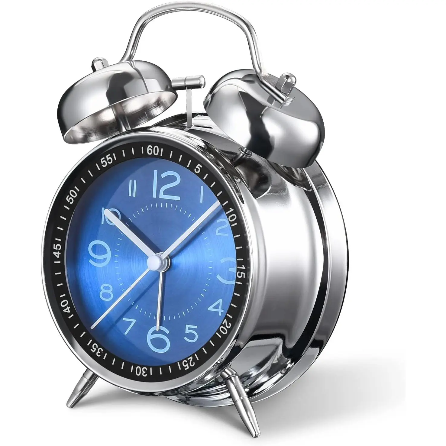 Loud  Clock for Heavy Sleepers Adults,Retro 4 Inch Silent Non-Ticking Quartz with Backlight,  Analog   Clocks for Bedrooms Bedside (Blue)