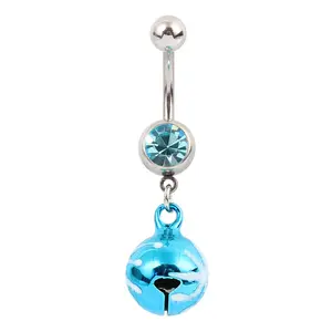 Lake blue bell-shaped navel ring product