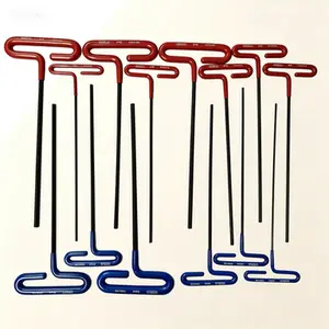 Cushion Grip Hex T-Key Set 14 Piece - Inch & Metric, 9-Inch Arm Ergonomic Handle Allen Wrench Set, Long Reach Hex Key Tool Kit, Compact Storage Organizer, Professional Precision Fastening