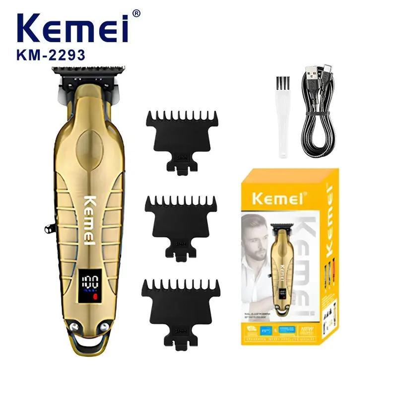 Kome Men's Hair Clipper Professional Trimmer Portable Barber Machine LED Display Rechargeable Cordless Rechargeable Clippers Km-2293, Essential Grooming Tool