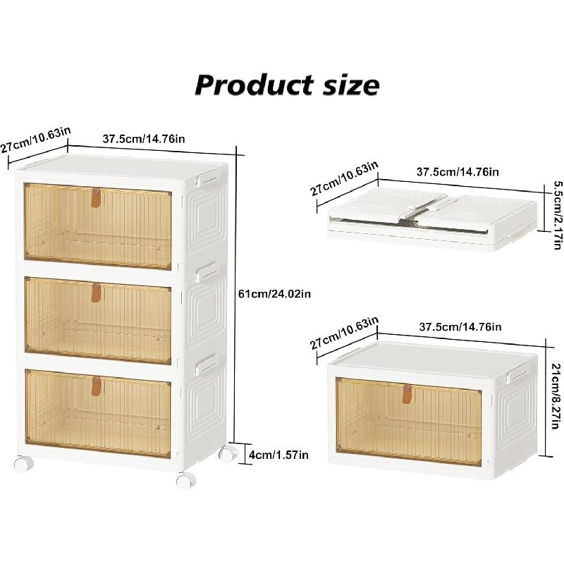 Closet Organizers and Storage 23Qt 3 Pack Stackable Storage Bins with 1 Lid Closet Organizer Boxes for Clothes Foldable Storage Box for Clothes/Office Supplies/Snacks (23Qt X 3)