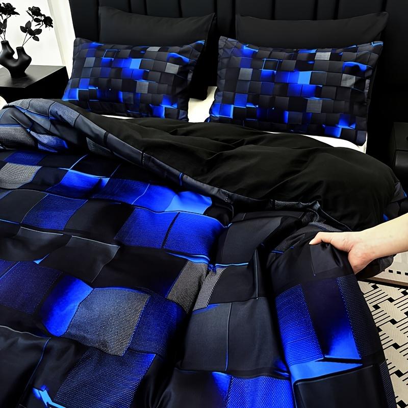 3 cool tech digital printed material quilt cover sets, four-season products, in red and blue, with four sizes (twin bed, double bed, queen size bed, king size bed) (1 bedspread + 1/2 pillowcases, no filling)