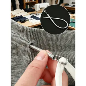 4pcs Spring-Loaded Flexible Drawstring Replacement Tool | 2-In-1 Elastic Band Inserter For Pants, Hoodies & Skirts | Home Essentials Kit With Waistband Stringer, No-Sew DIY Helper | Christmas Gift For Women (Steel Spring, Bendable Guide Tip)