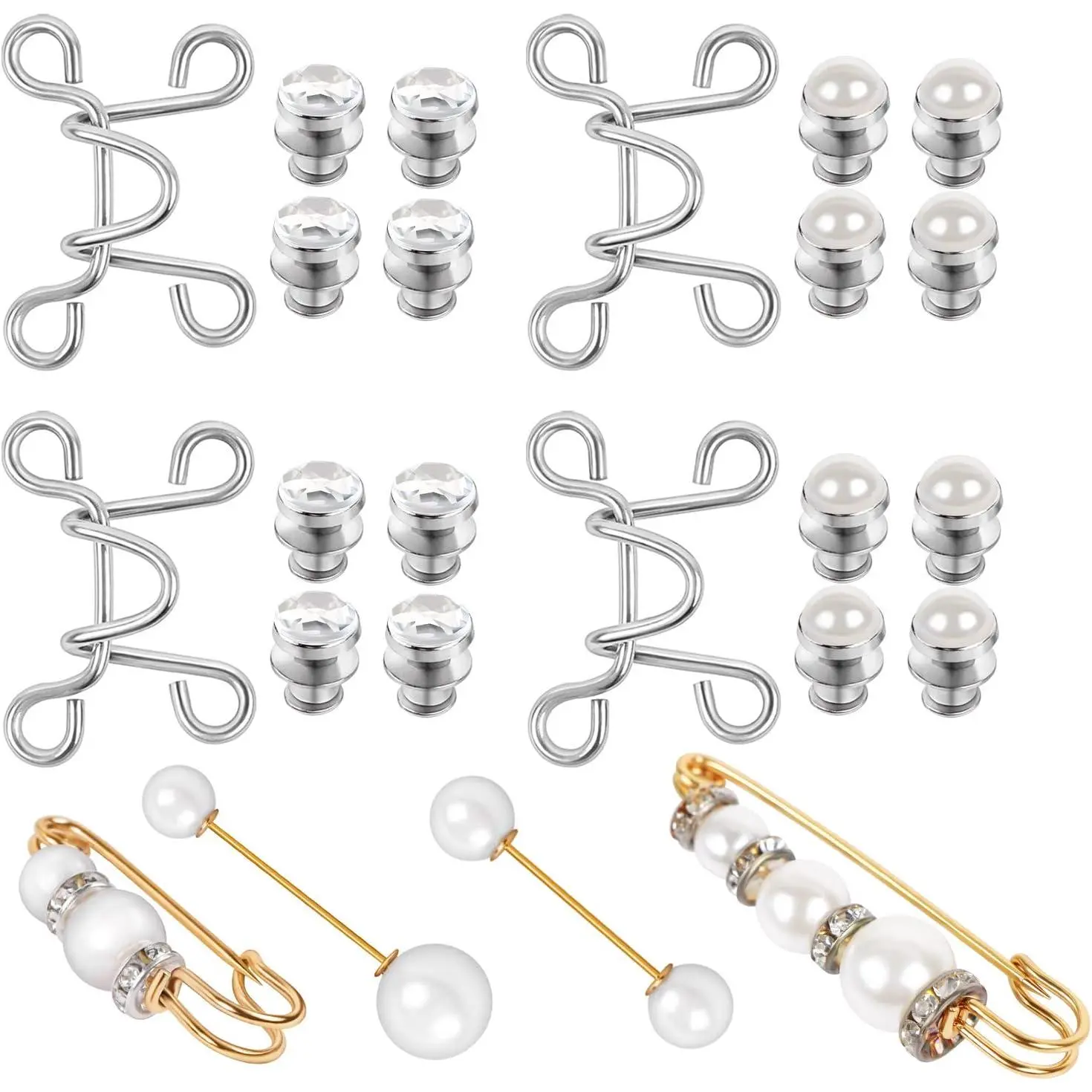 8 Set Adjustable  Buckles, 4 Sets -Free    Buckle Set and 4 count  Safety Pin Jeans Tighten  Adjustment Button  Fit  Button for Pants