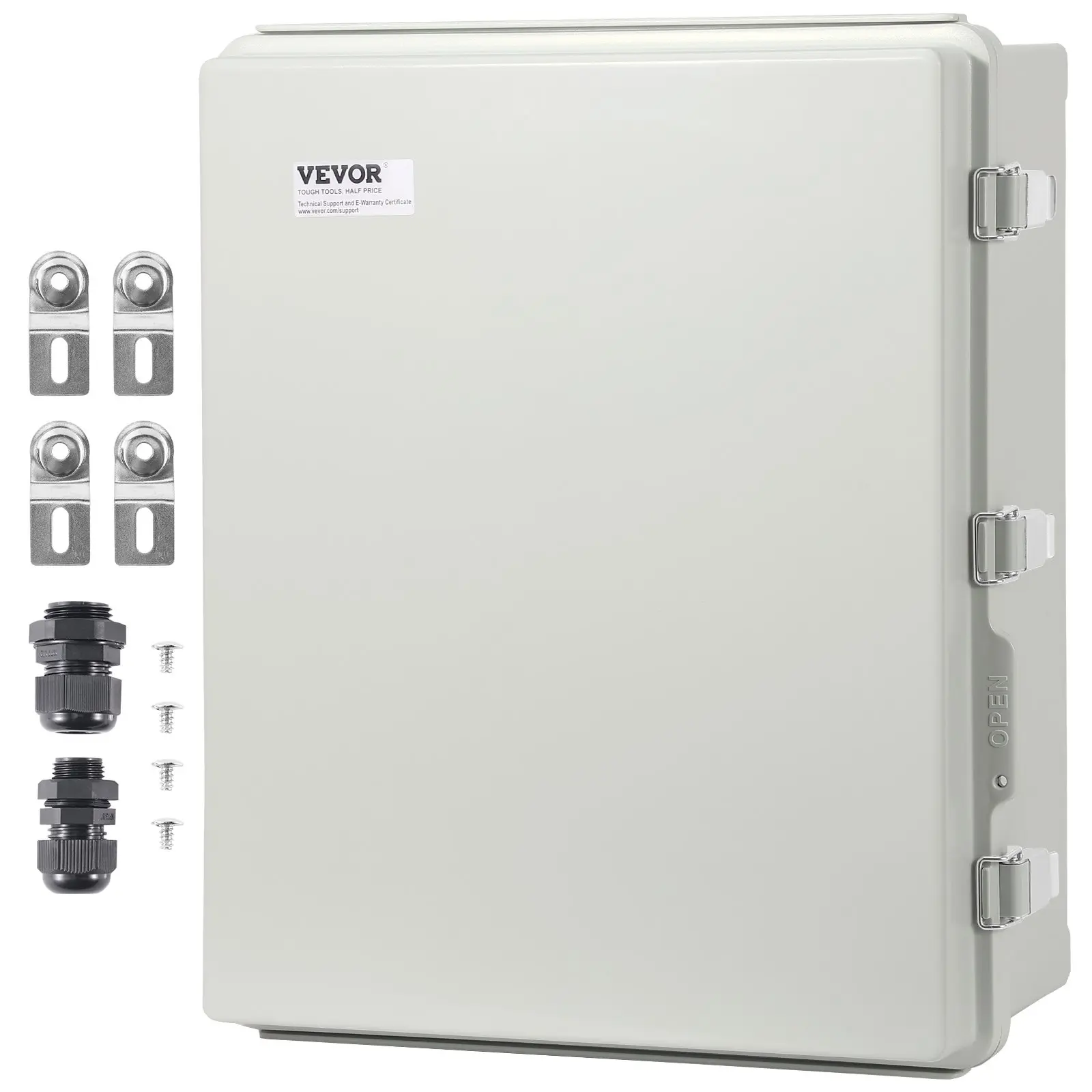 VEVOR Outdoor Electrical Junction Box, 13.78x 9.84x 5.90 in, ABS Plastic Electrical Enclosure Box with Hinged Cover Stainless Steel Latch, IP67 Dustproof Waterproof for Outdoor Electrical Projects