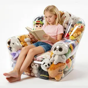 Stuffed Animal Storage Bean Bag Chair Cover for Kids Waterparoof Beanbag Chair Cover with Zipper, PVC Bean Bag Chair for Children Plush Toys Storage & Organizing
