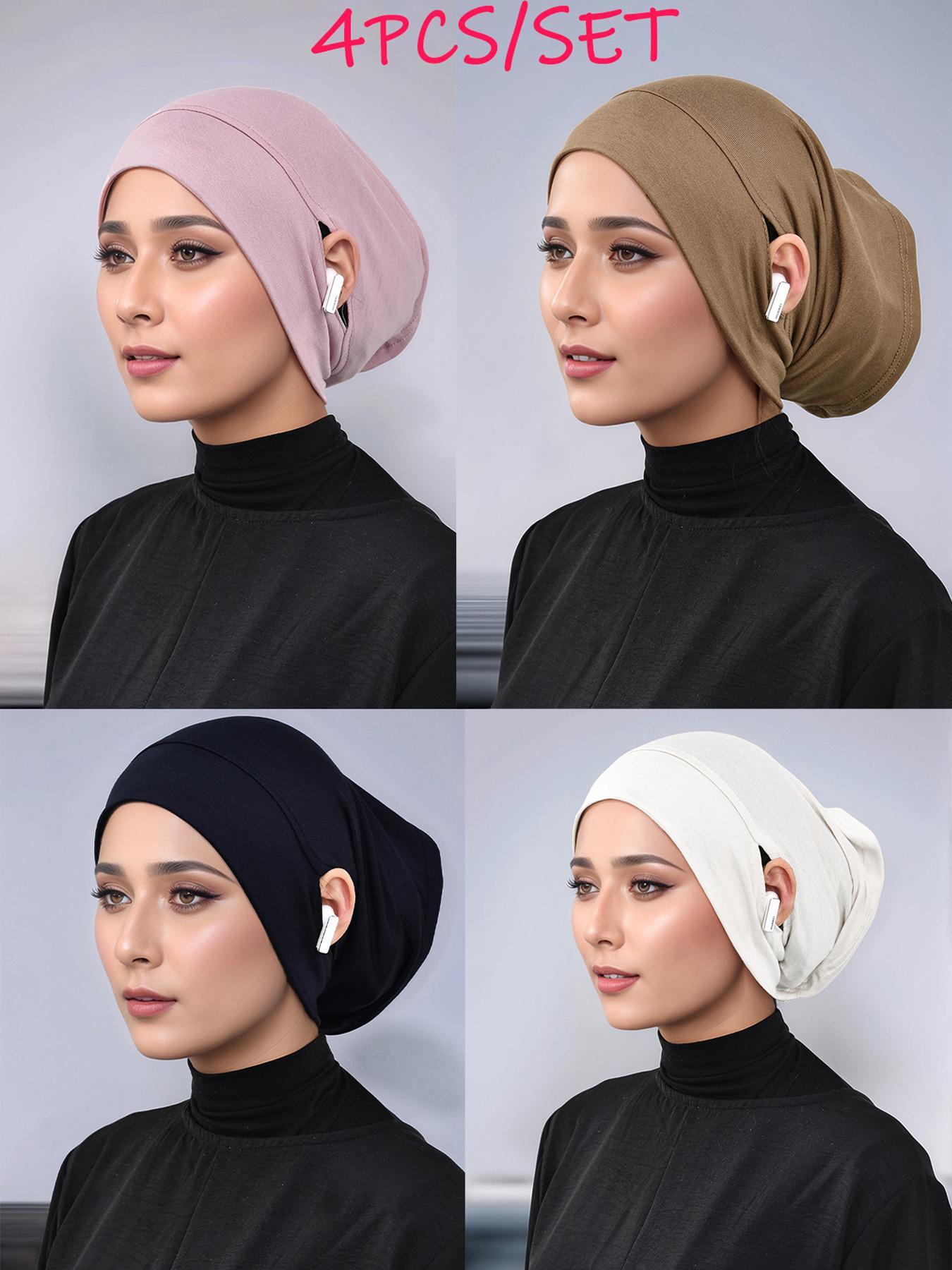 Women's Solid Color Earless Straight Hats, Comfortable Versatile Modal Breathable Modesty Hijab, Trendy Turban Suitable for All Seasons