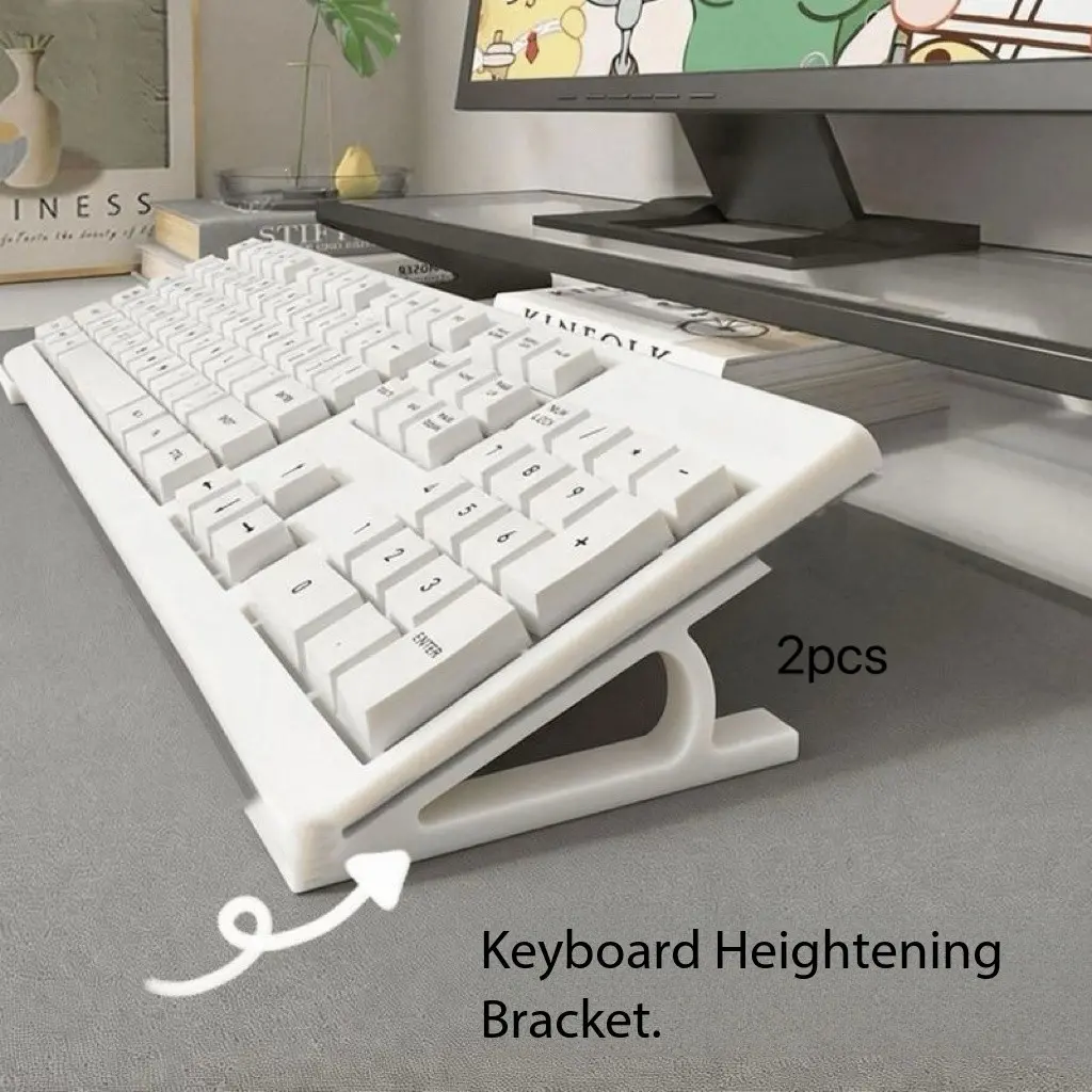 Two-Piece Keyboard Stand, Adjustable Height Typing Riser, Universal Keyboard Support, Office Use, Ergonomic Desk Accessory